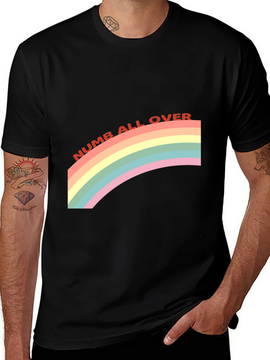 Numb All Over Rainbow Graphic Tee - Black Cotton Blend