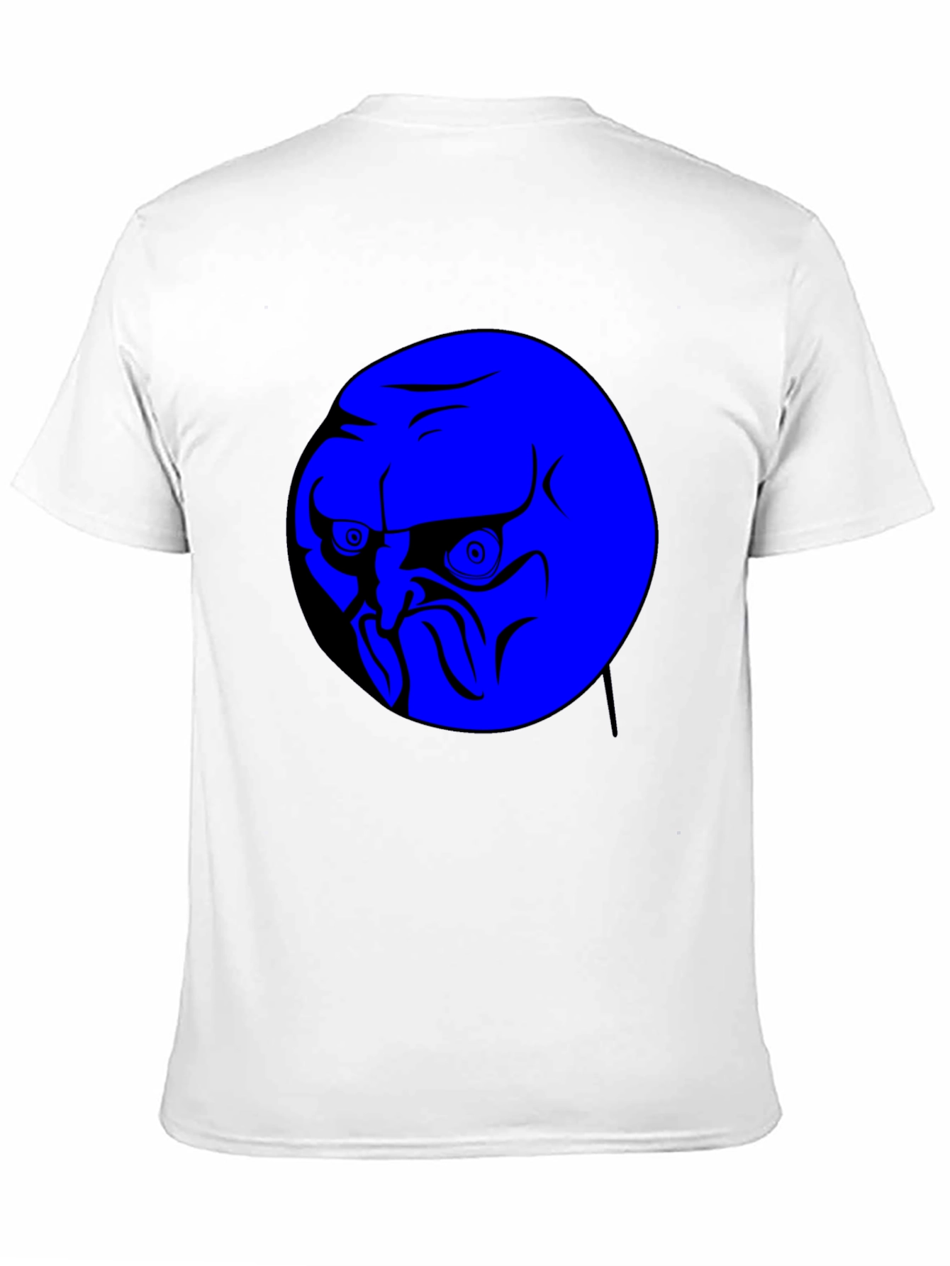 Blue Rage Face Graphic Black T-Shirt
