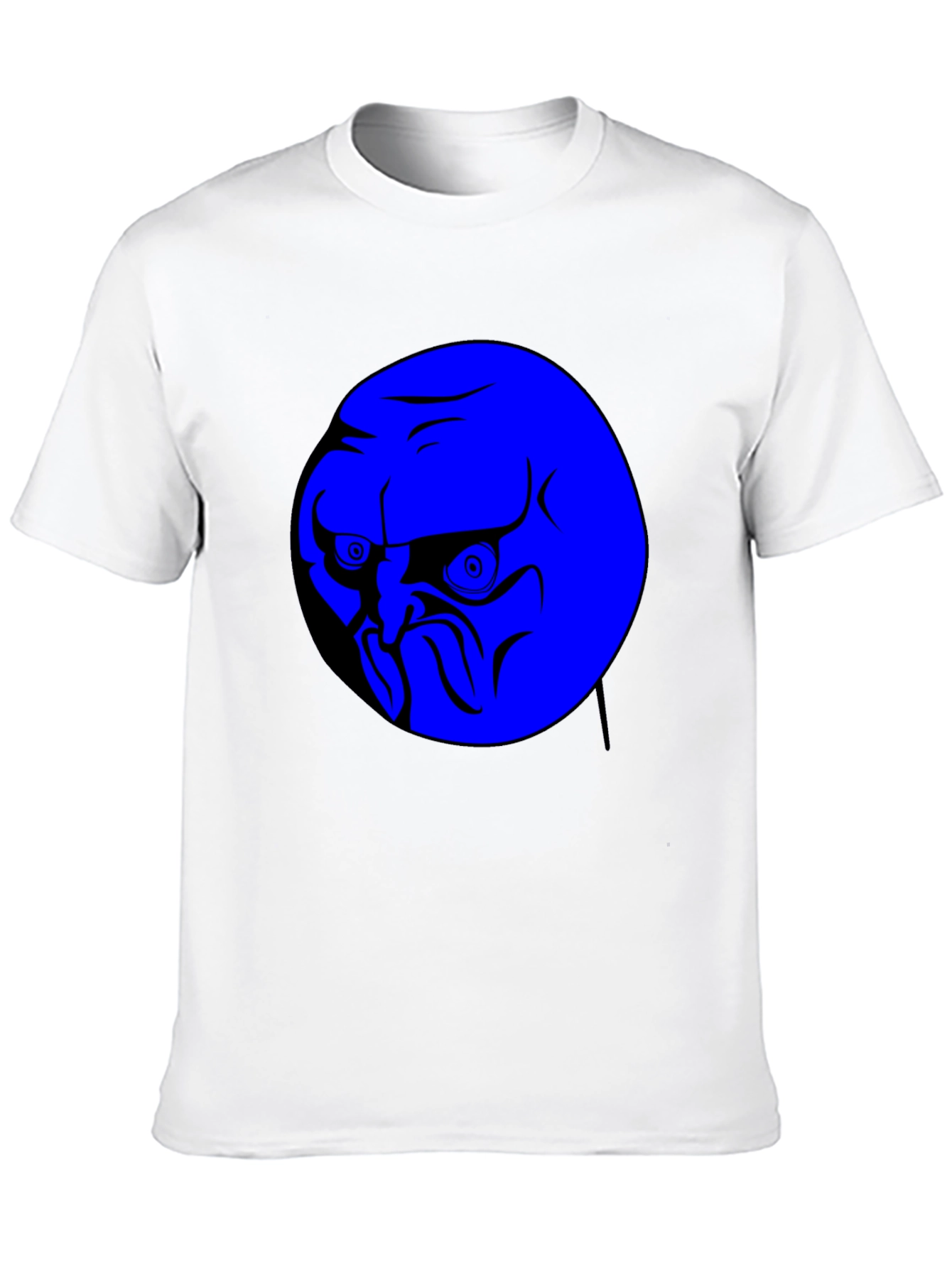 Blue Rage Face Graphic Black T-Shirt