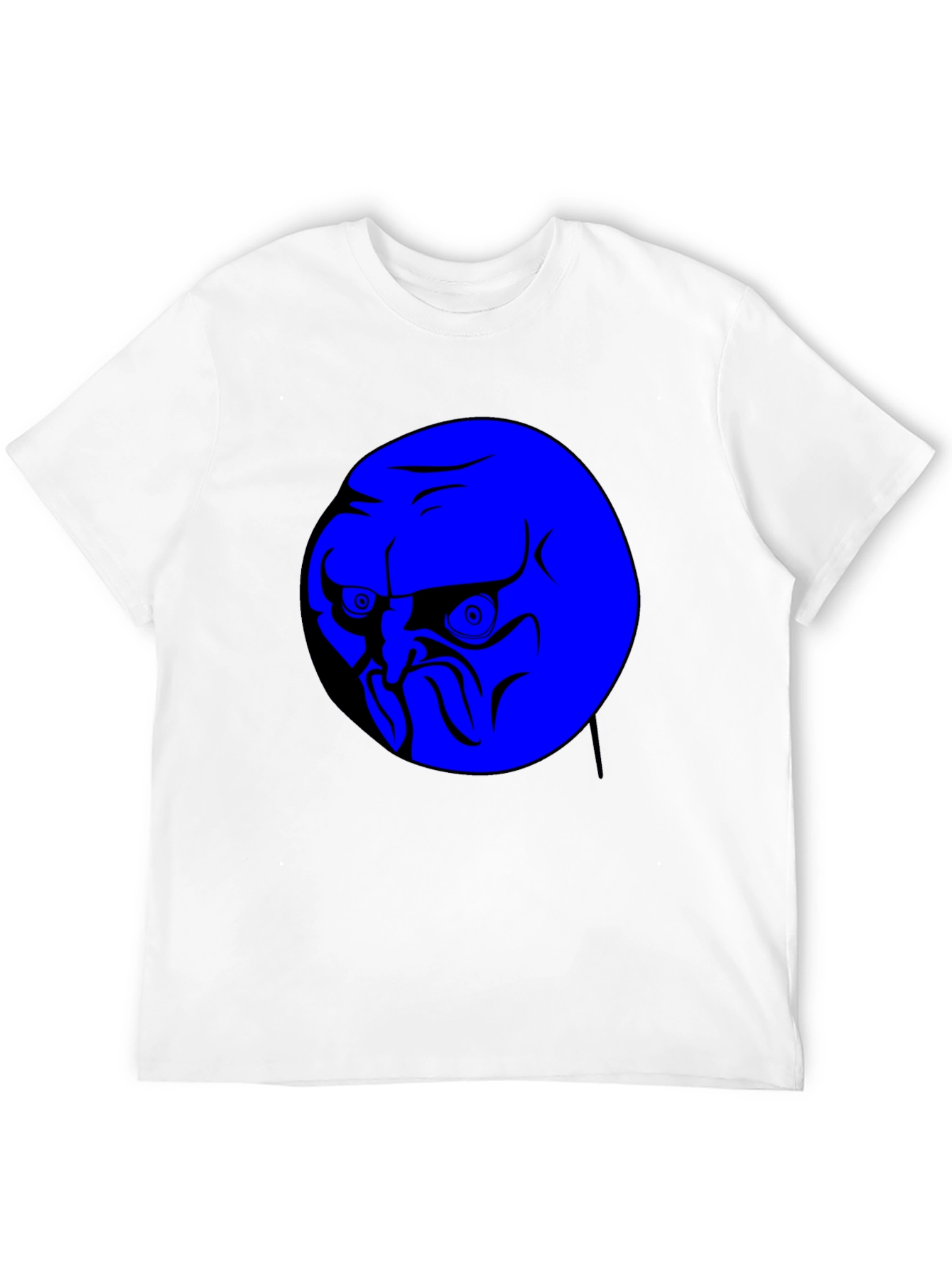 Blue Rage Face Graphic Black T-Shirt