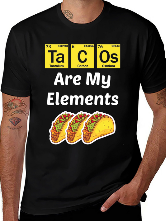 Tacos Are My Elements Funny Graphic T-Shirt