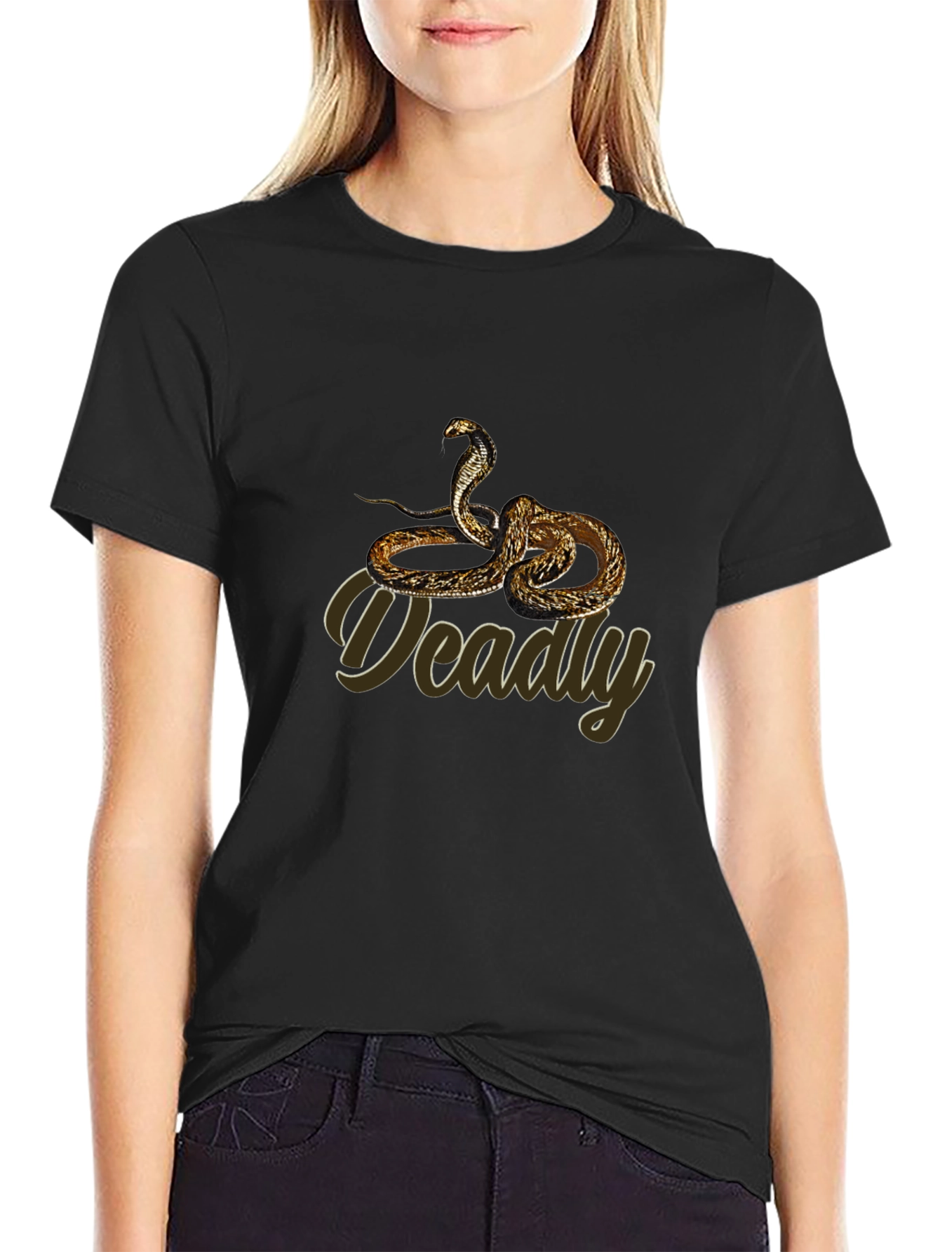 Mens Black Cobra Graphic Tee - Deadly Snake Design