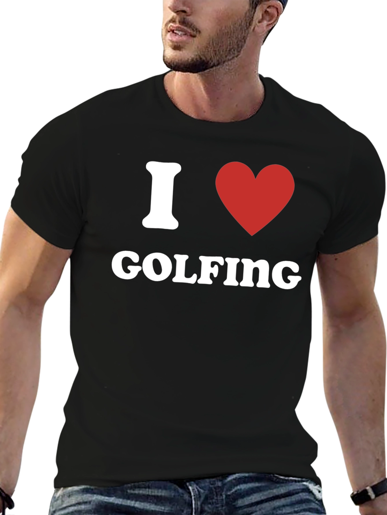 I Heart Golfing T-Shirt - Black Graphic Tee