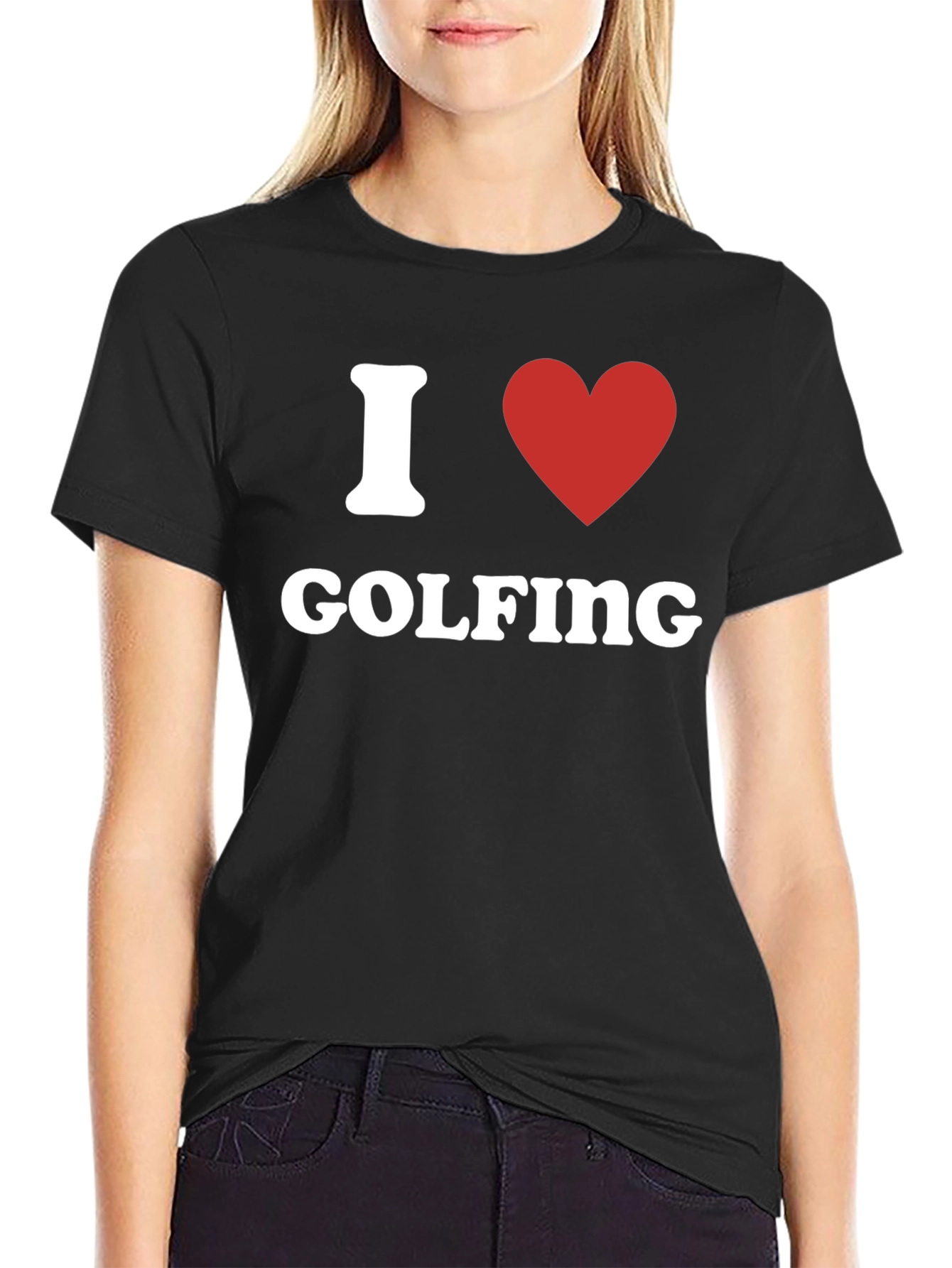 I Heart Golfing T-Shirt - Black Graphic Tee