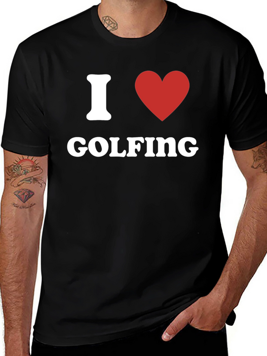 I Heart Golfing T-Shirt - Black Graphic Tee