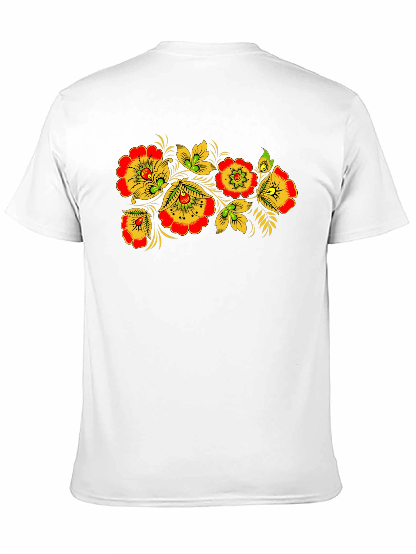 Floral Folk Art Black T-Shirt