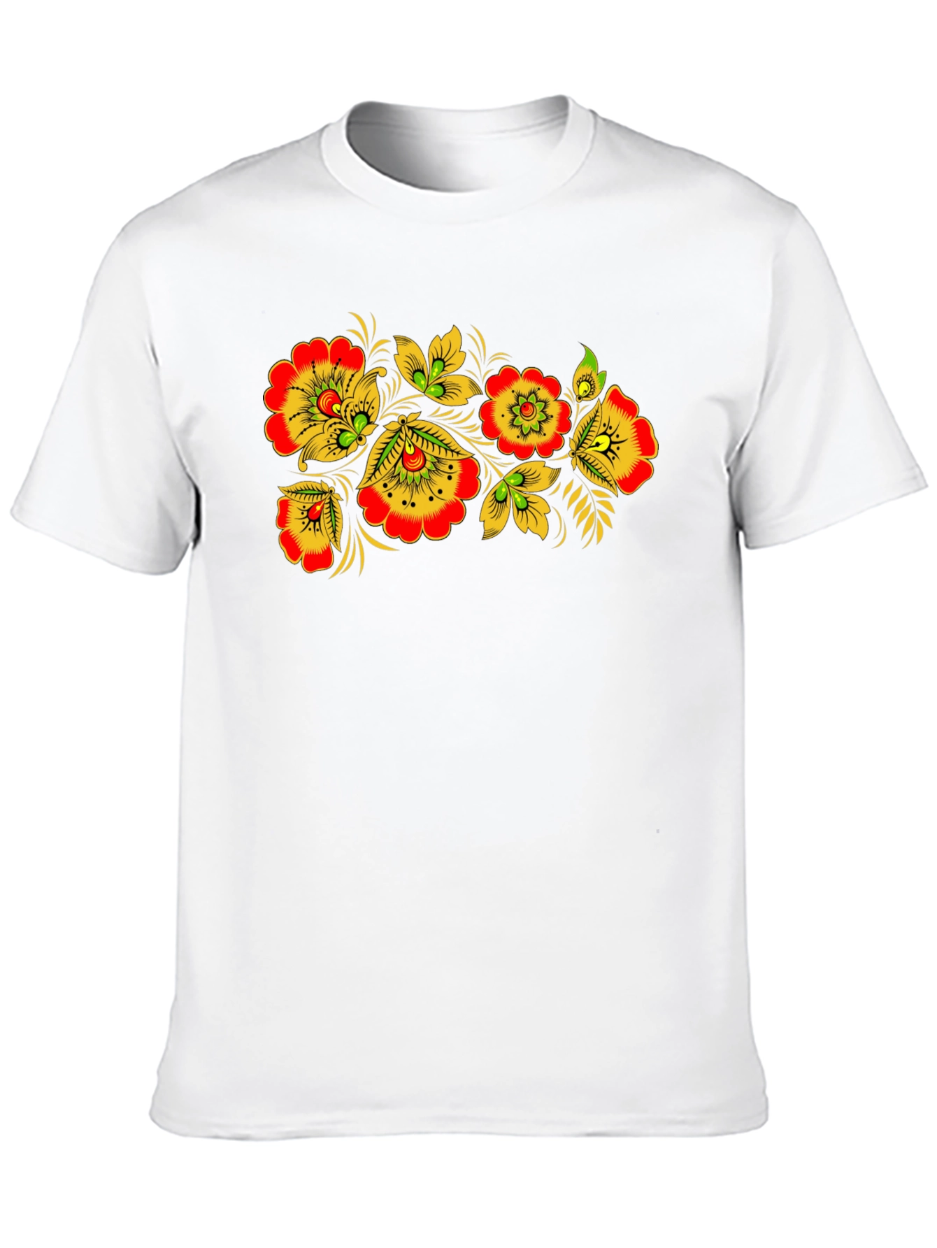 Floral Folk Art Black T-Shirt