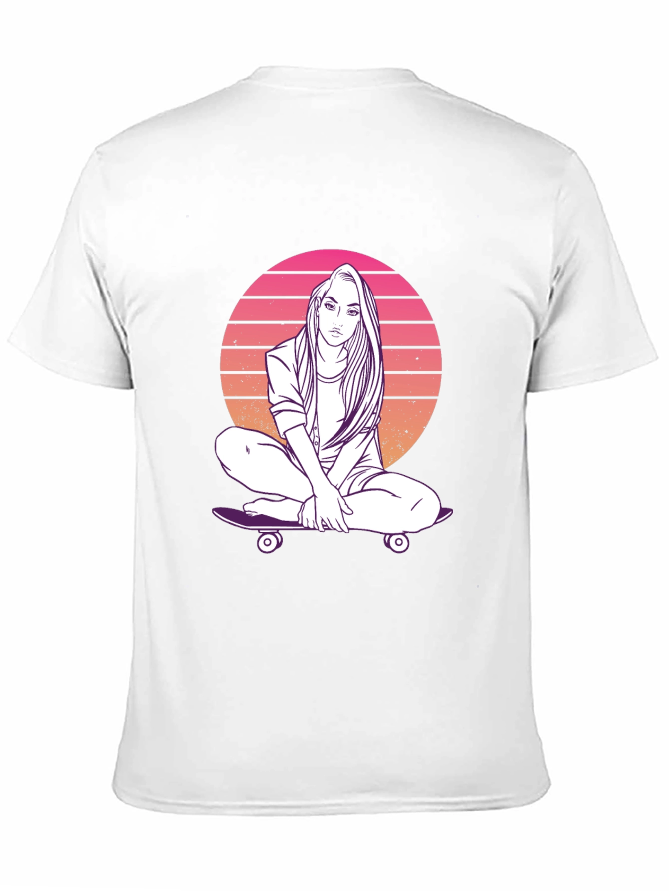 Sunset Skater Girl Graphic T-Shirt - Retro Style
