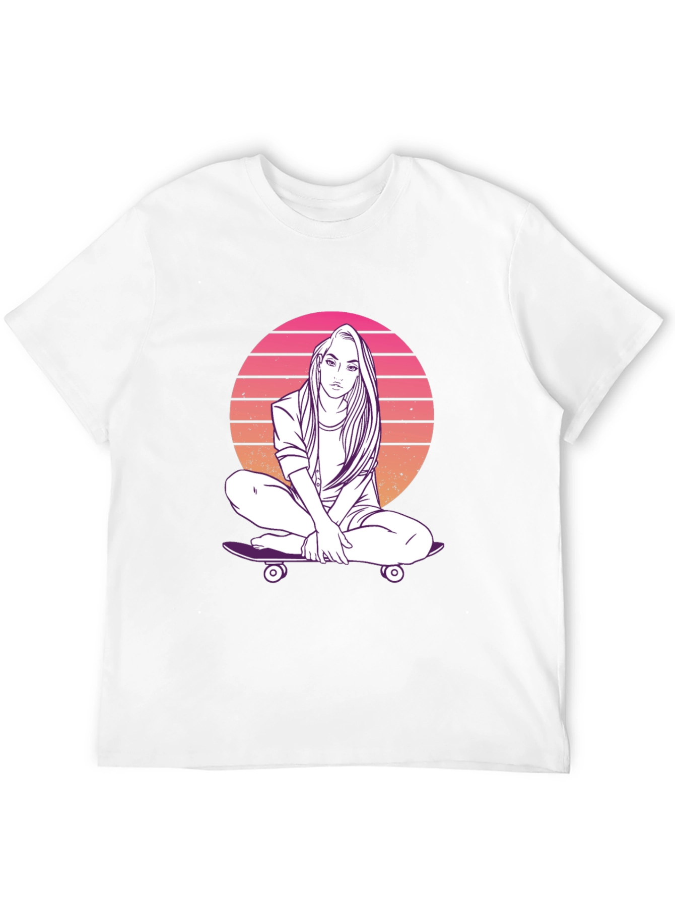 Sunset Skater Girl Graphic T-Shirt - Retro Style