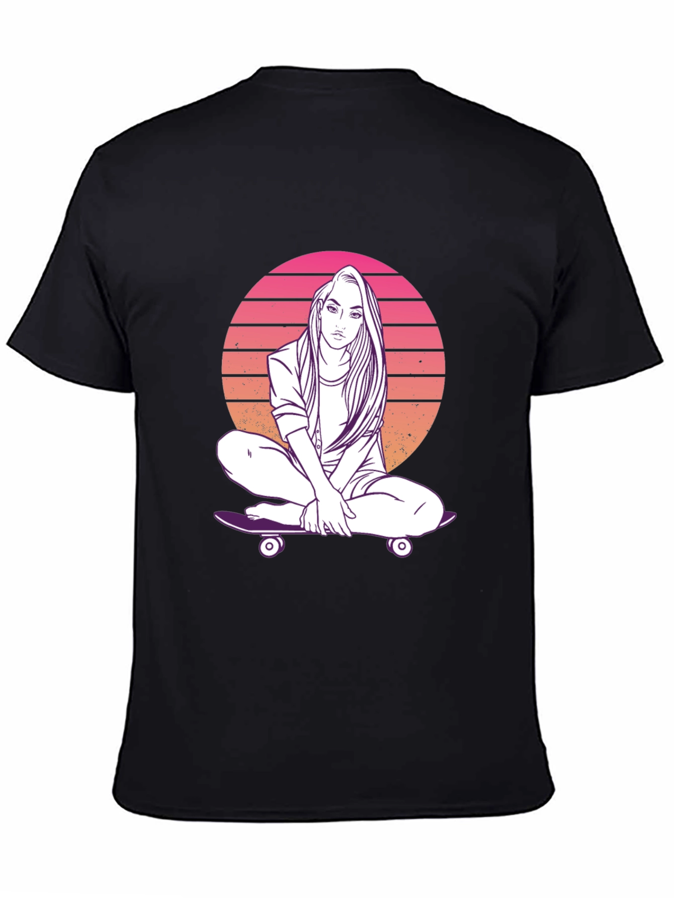 Sunset Skater Girl Graphic T-Shirt - Retro Style