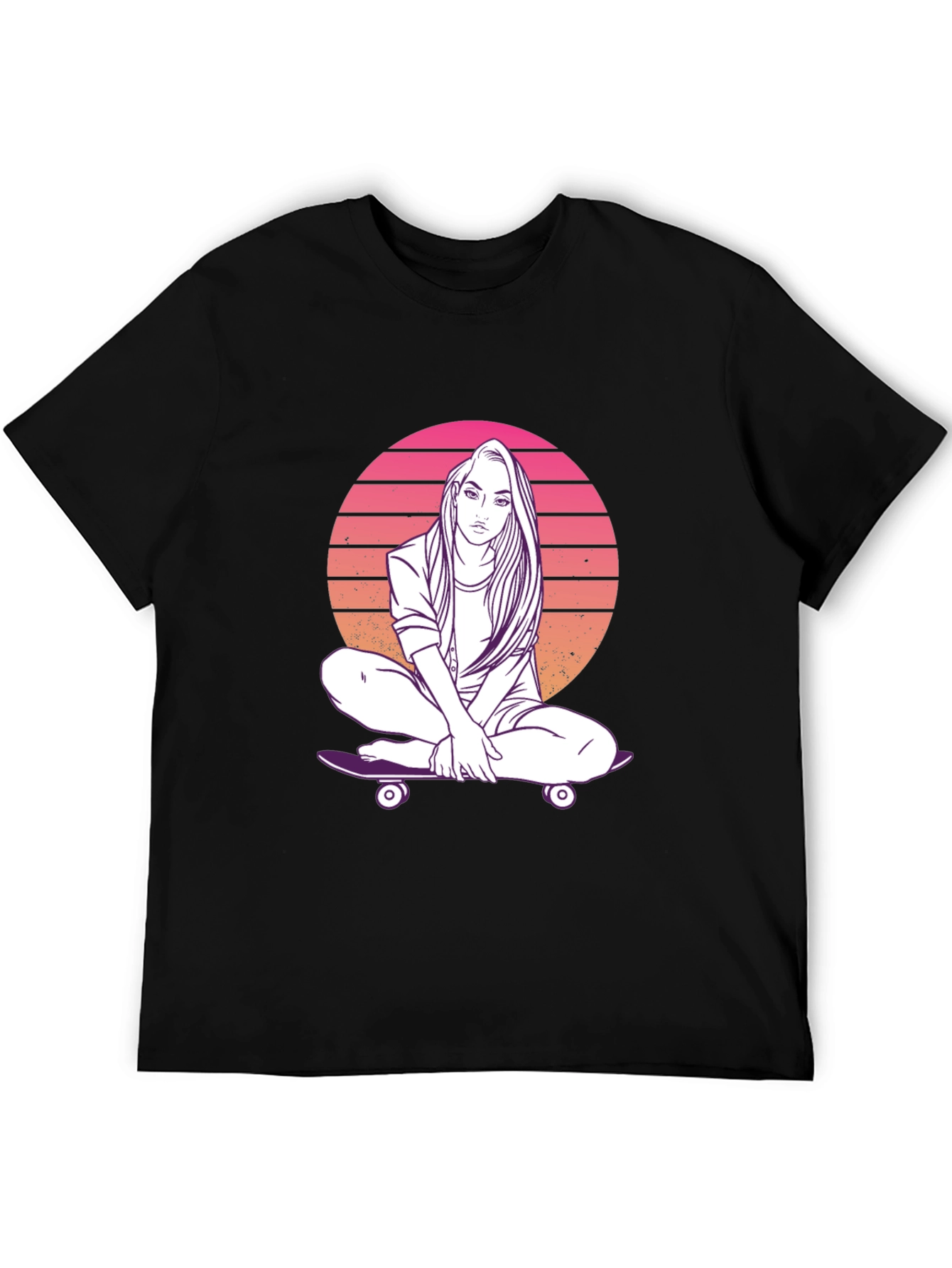 Sunset Skater Girl Graphic T-Shirt - Retro Style