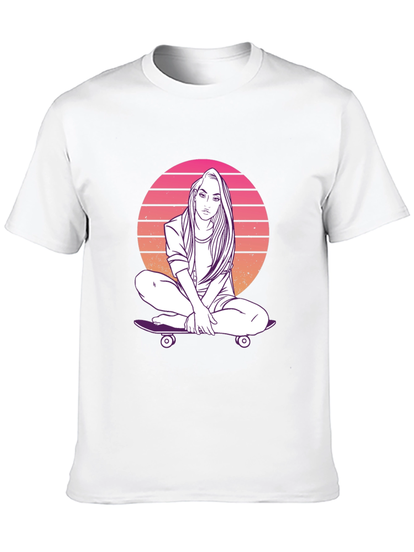 Sunset Skater Girl Graphic T-Shirt - Retro Style