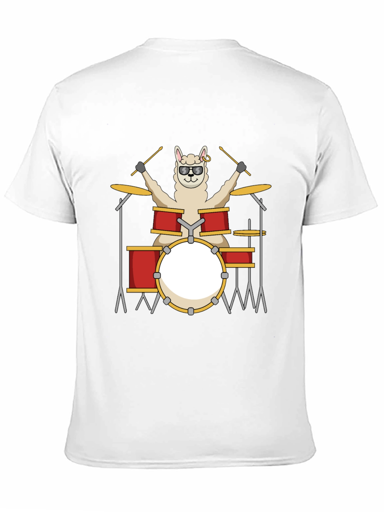 Llama Drummer T-Shirt - Black Cotton Tee