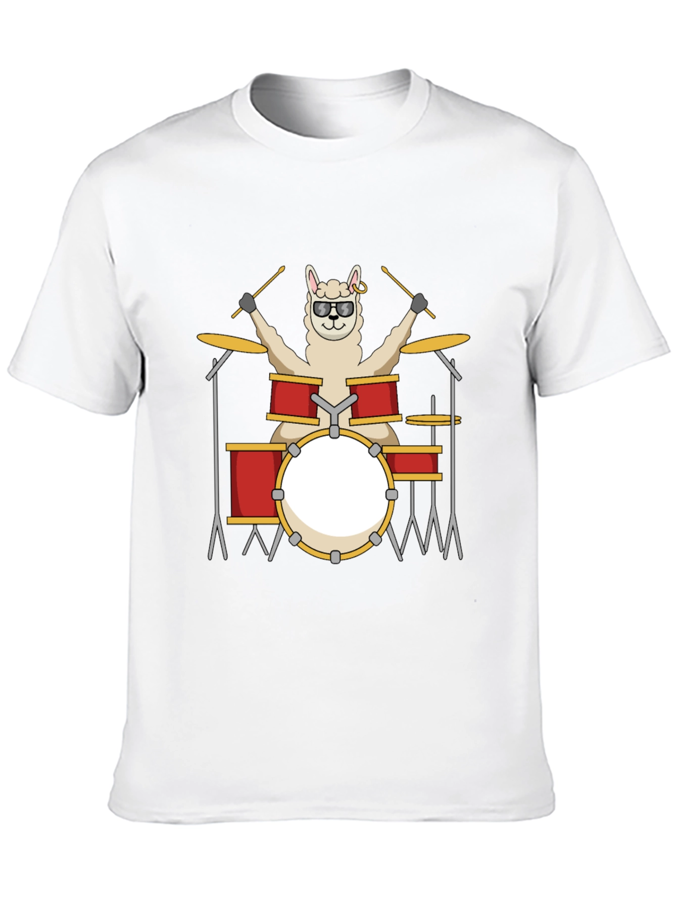 Llama Drummer T-Shirt - Black Cotton Tee