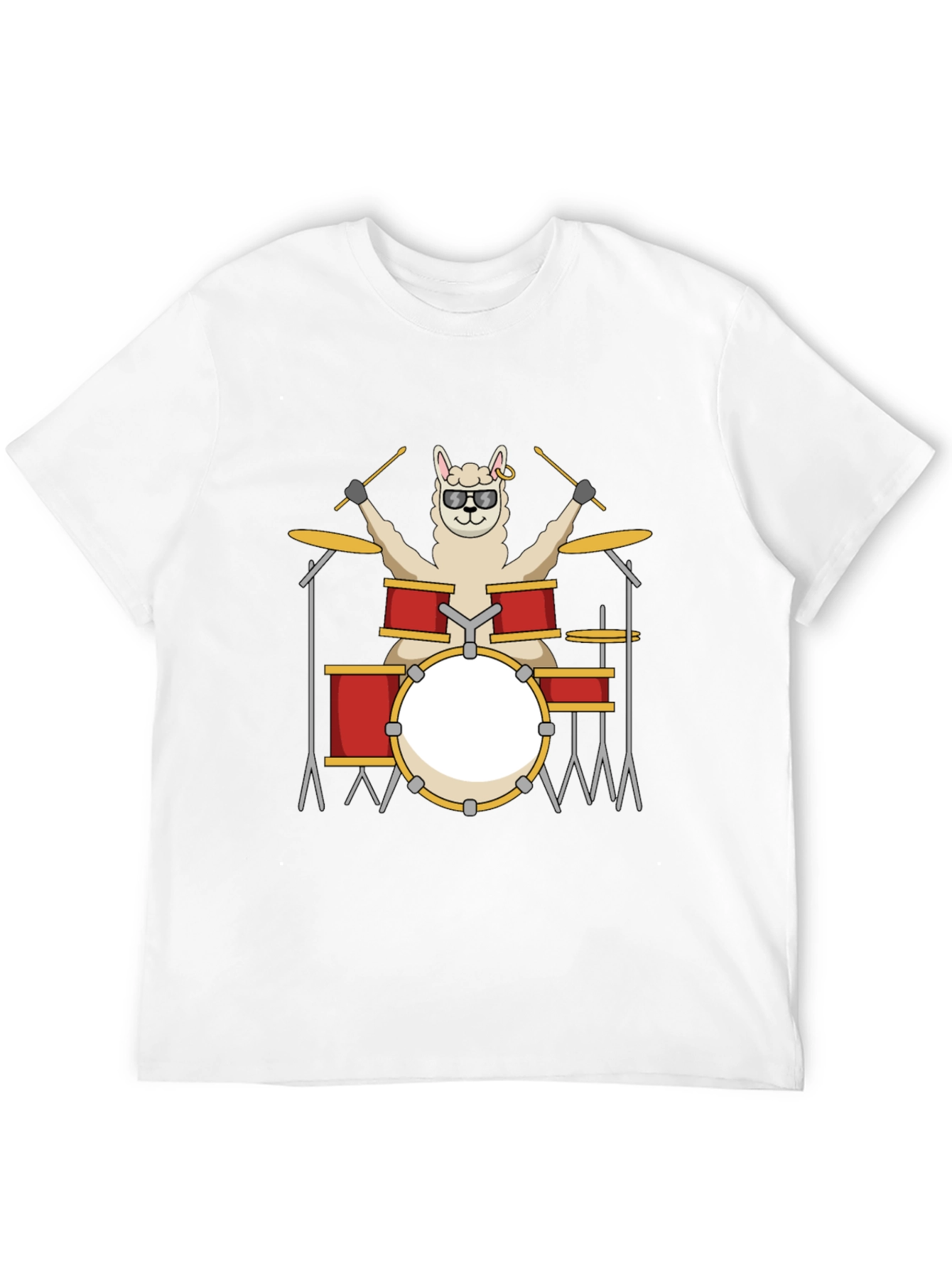 Llama Drummer T-Shirt - Black Cotton Tee