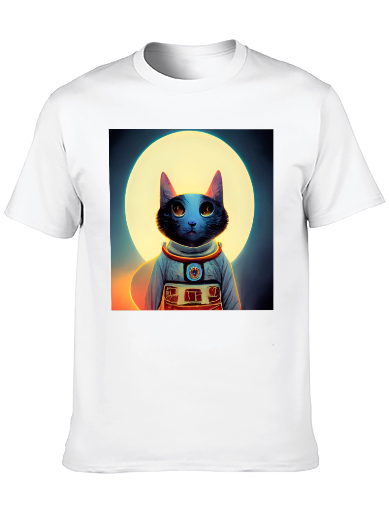 Astronaut Cat Graphic Tee - Black Cotton Blend Shirt