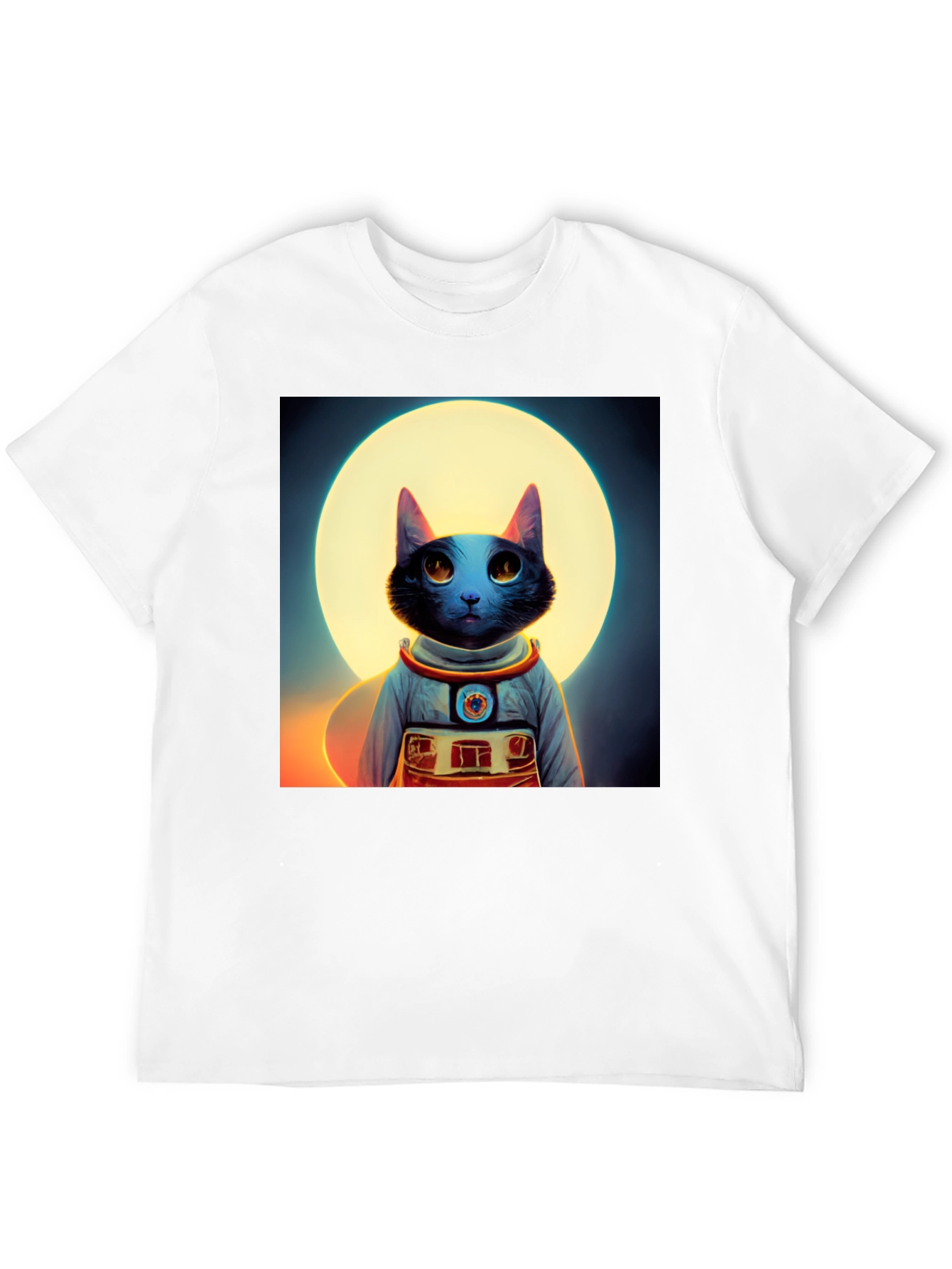 Astronaut Cat Graphic Tee - Black Cotton Blend Shirt