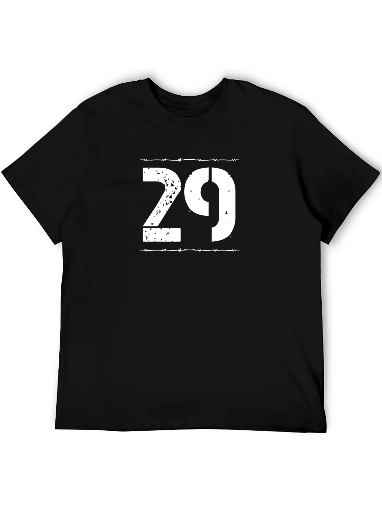 29 Barbed Wire Graphic Tee - Black Cotton T-Shirt