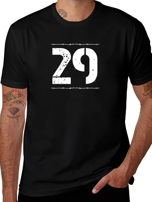 29 Barbed Wire Graphic Tee - Black Cotton T-Shirt