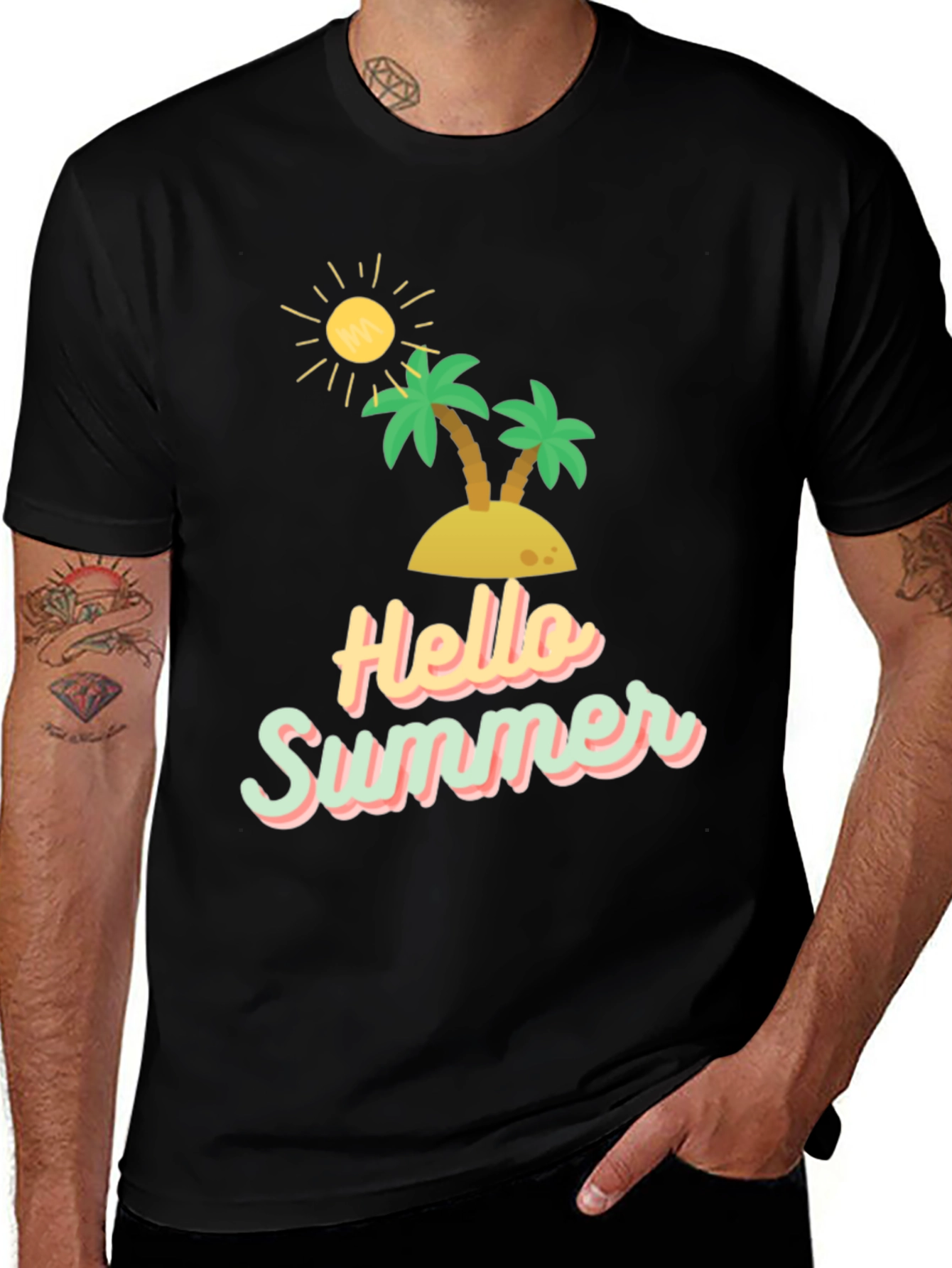 Hello Summer Graphic Tee - Black Casual T-Shirt