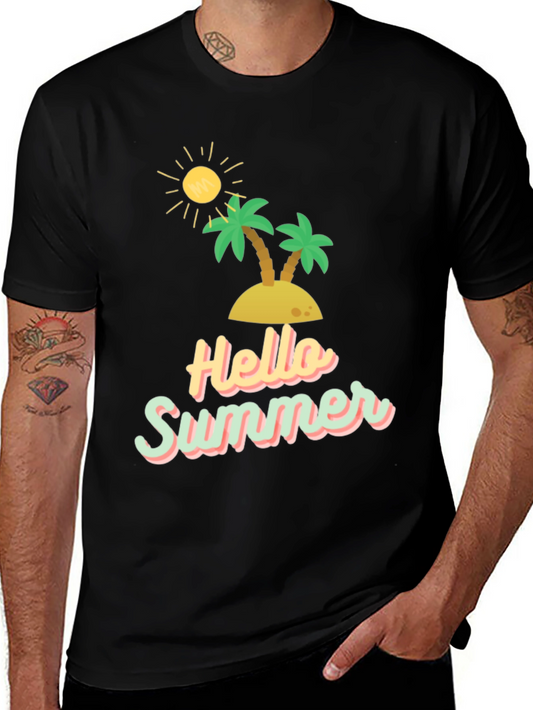 Hello Summer Graphic Tee - Black Casual T-Shirt
