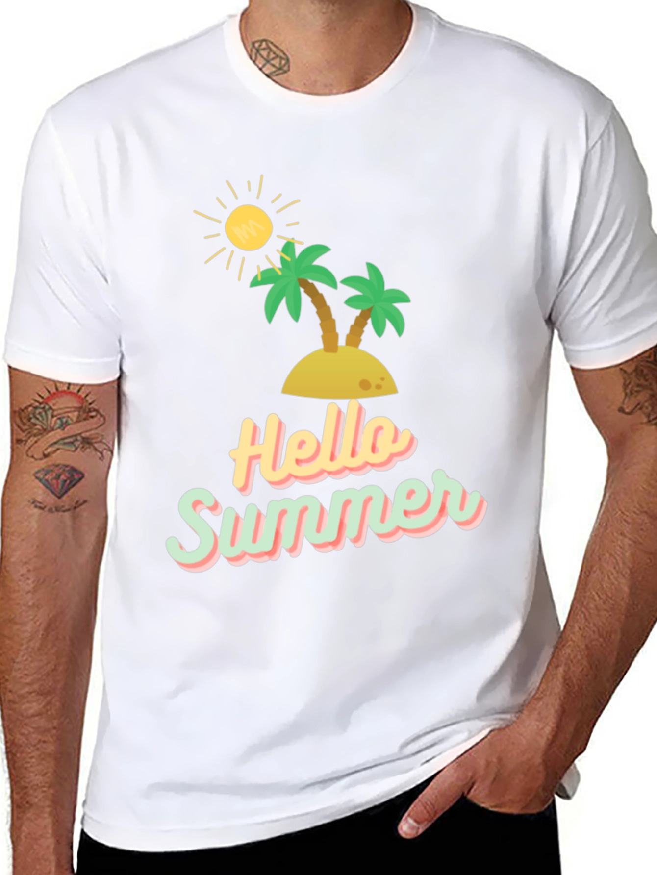 Hello Summer Graphic Tee - Black Casual T-Shirt