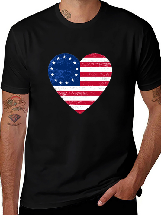 Patriotic American Flag Heart T-Shirt