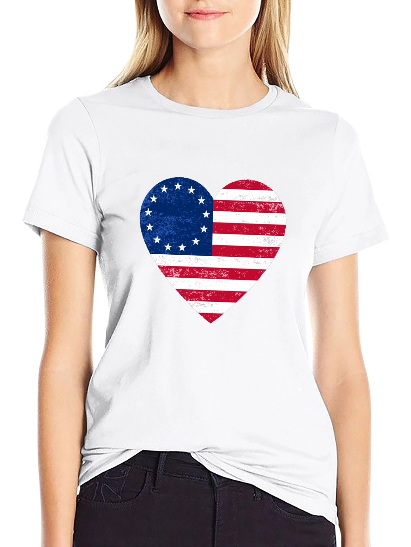 Patriotic American Flag Heart T-Shirt