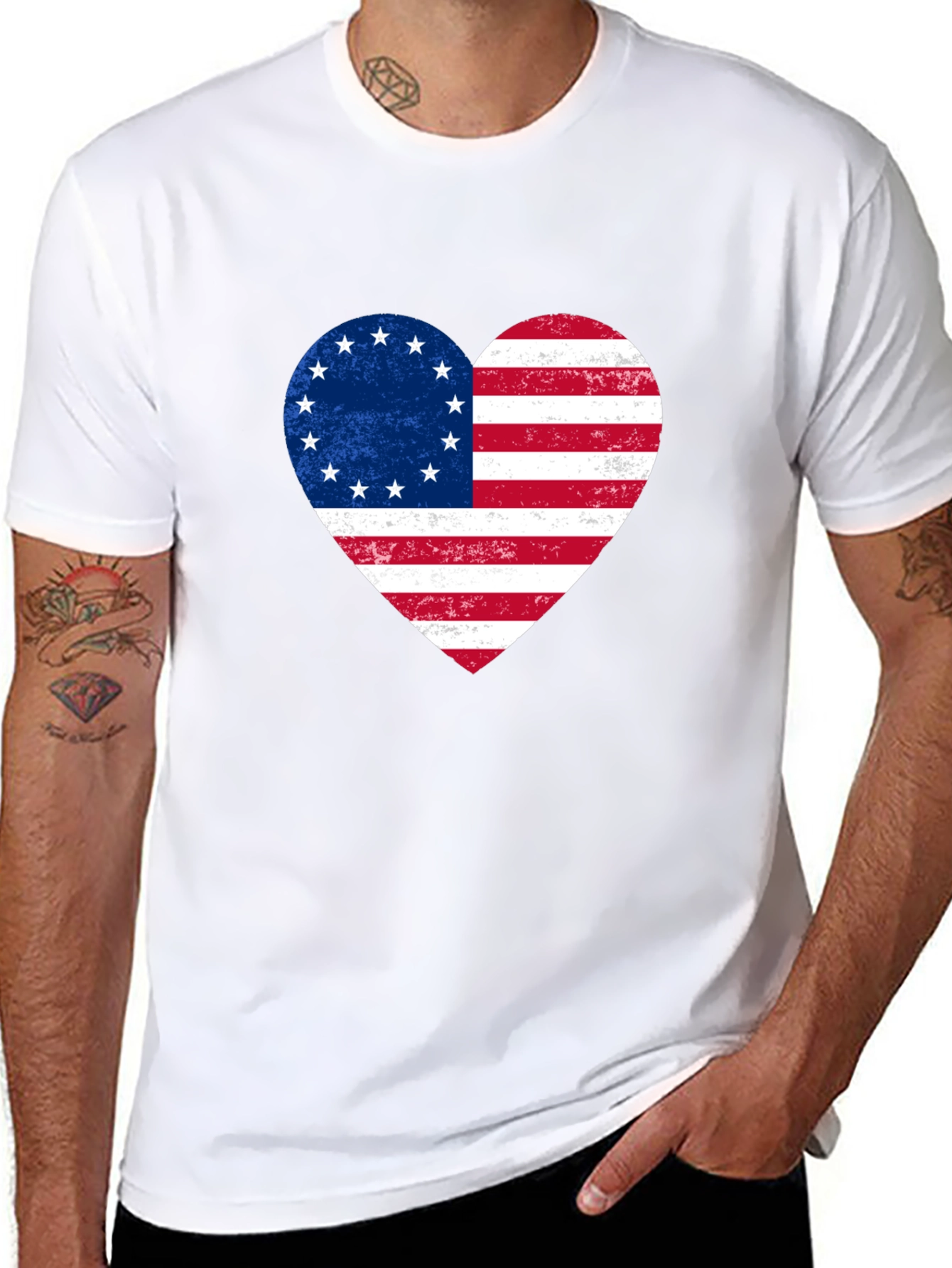 Patriotic American Flag Heart T-Shirt