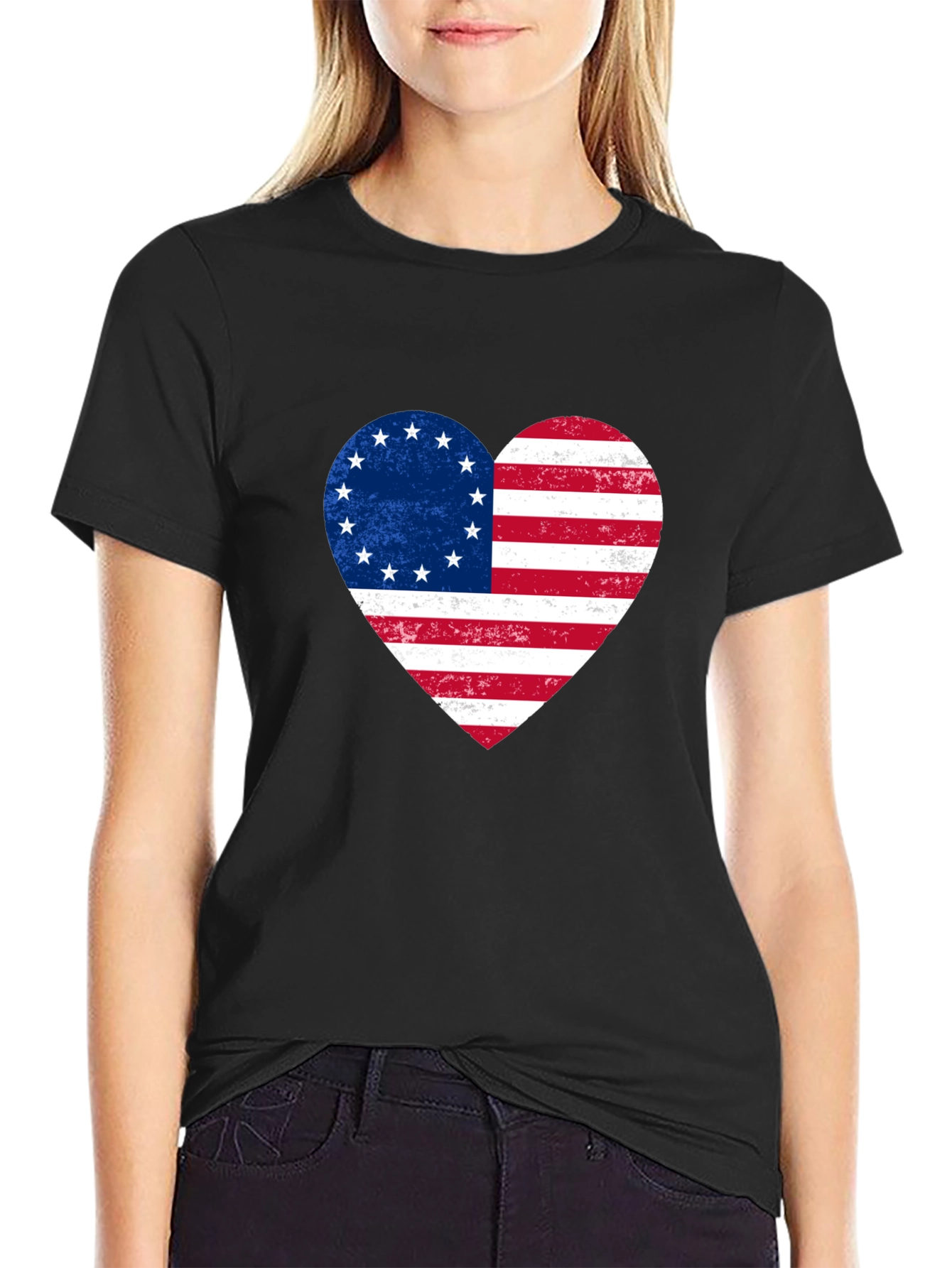 Patriotic American Flag Heart T-Shirt