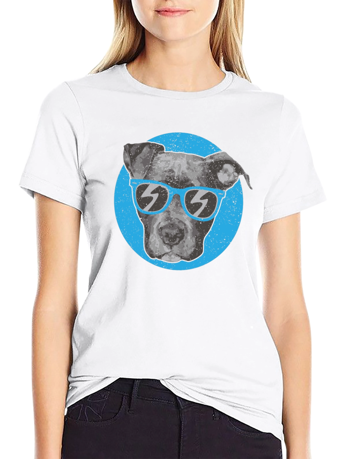 Cool Dog Graphic T-Shirt - Pitbull with Sunglasses