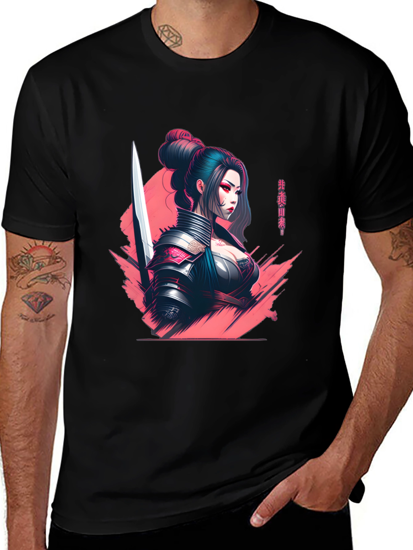 Samurai Girl Graphic T-Shirt - Sleek Anime Style