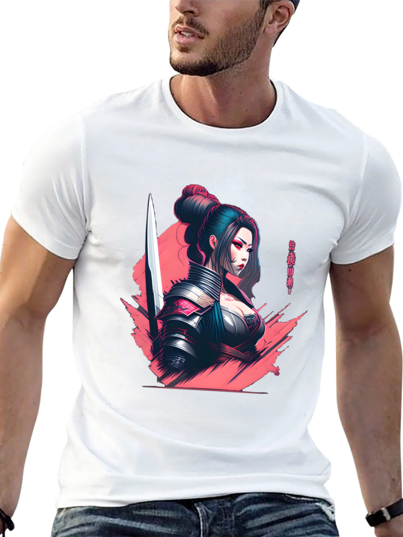 Samurai Girl Graphic T-Shirt - Sleek Anime Style