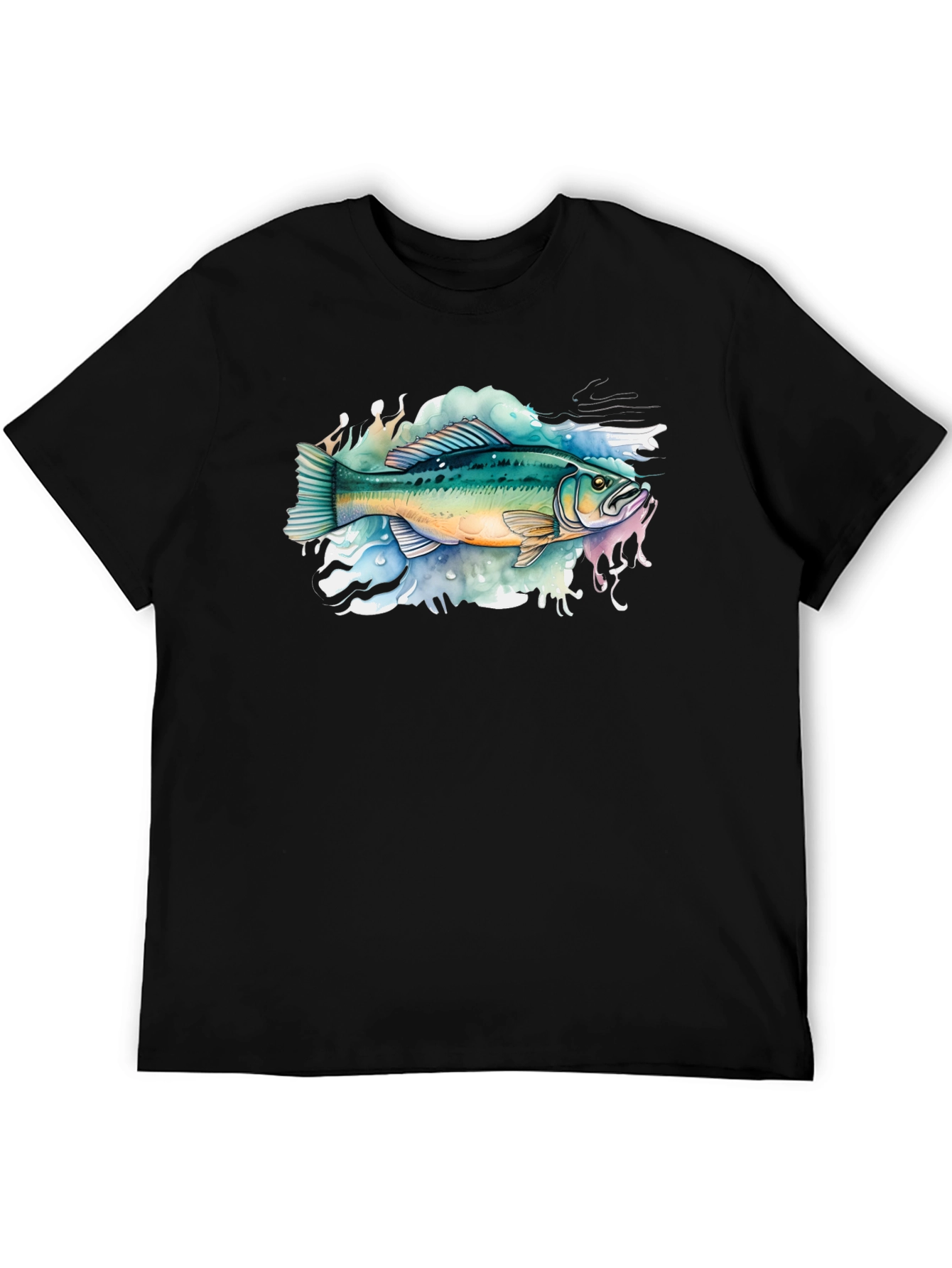 Bass Fish Graphic Tee - Black Cotton T-Shirt