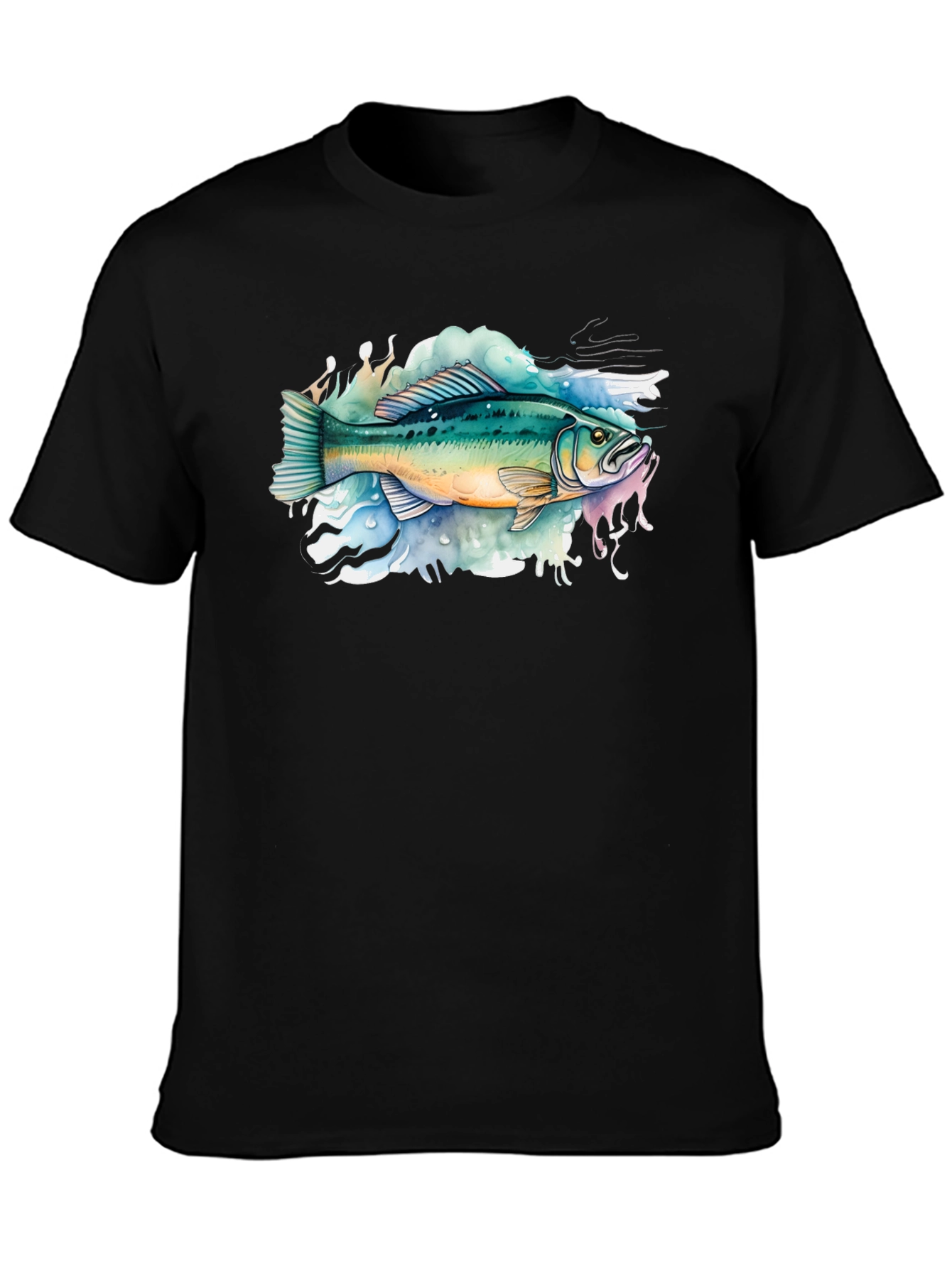 Bass Fish Graphic Tee - Black Cotton T-Shirt