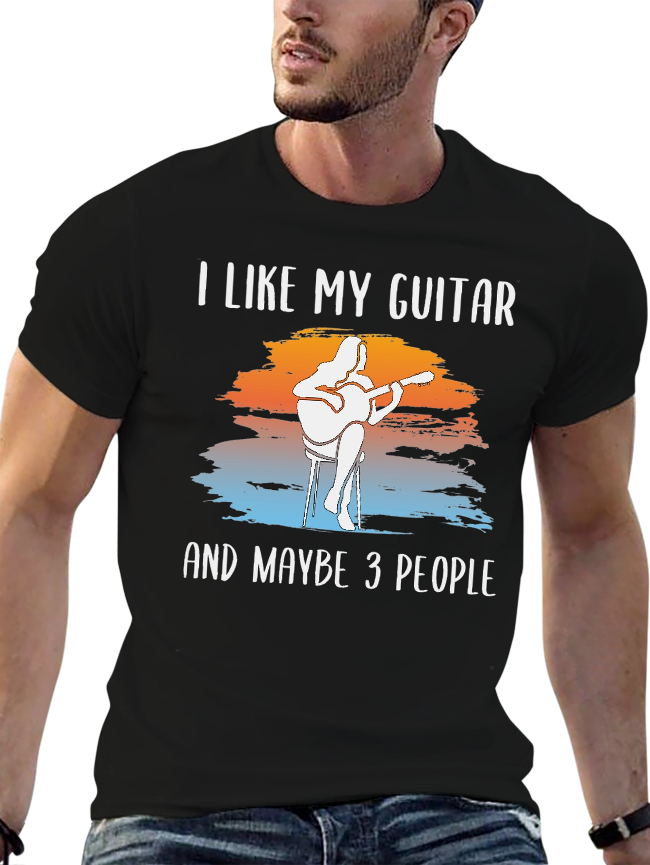 Guitar & People Graphic T-Shirt