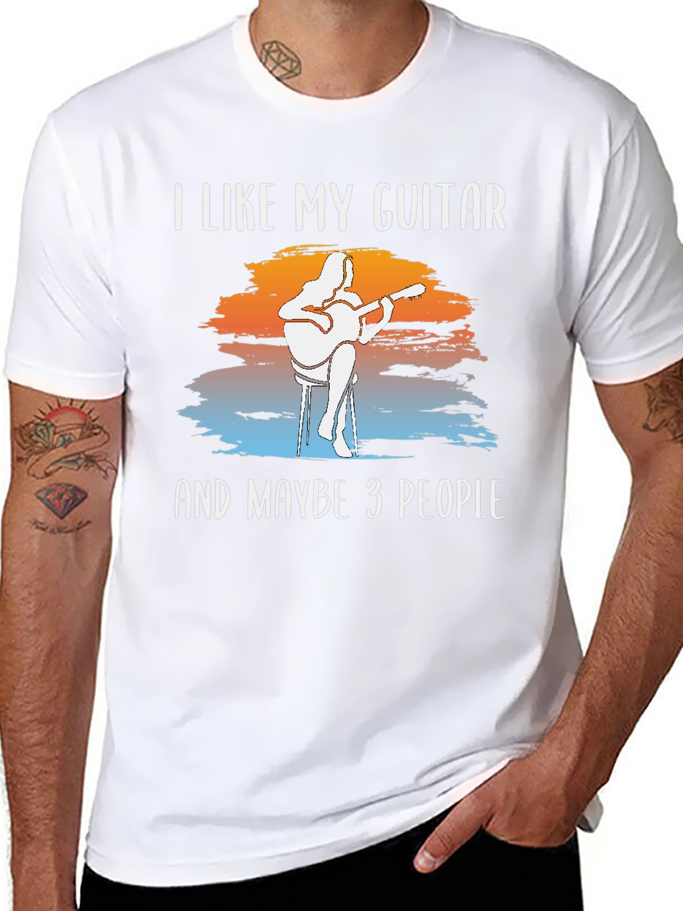 Guitar & People Graphic T-Shirt