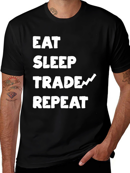 Eat Sleep Trade Repeat Black Graphic Tee
