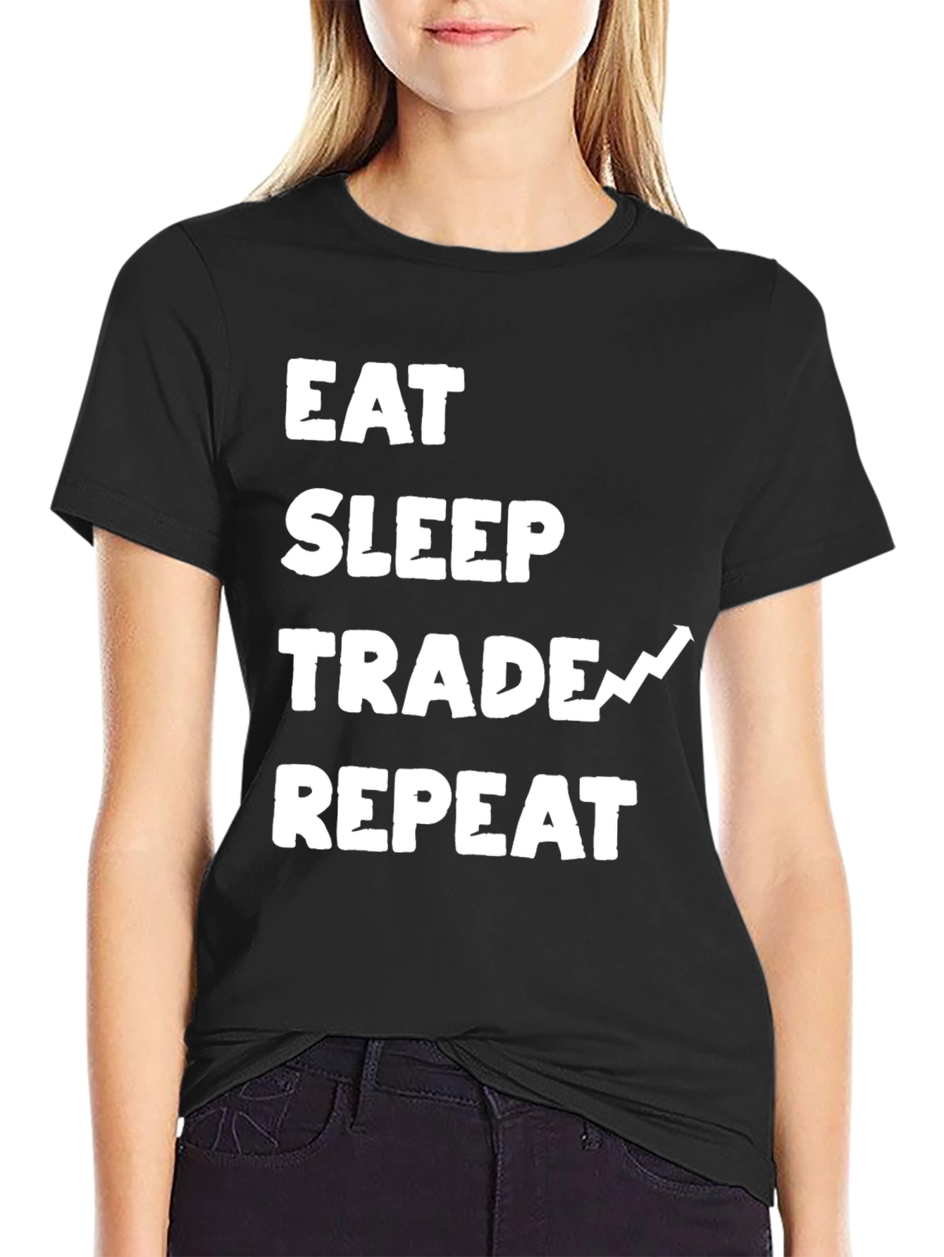 Eat Sleep Trade Repeat Black Graphic Tee