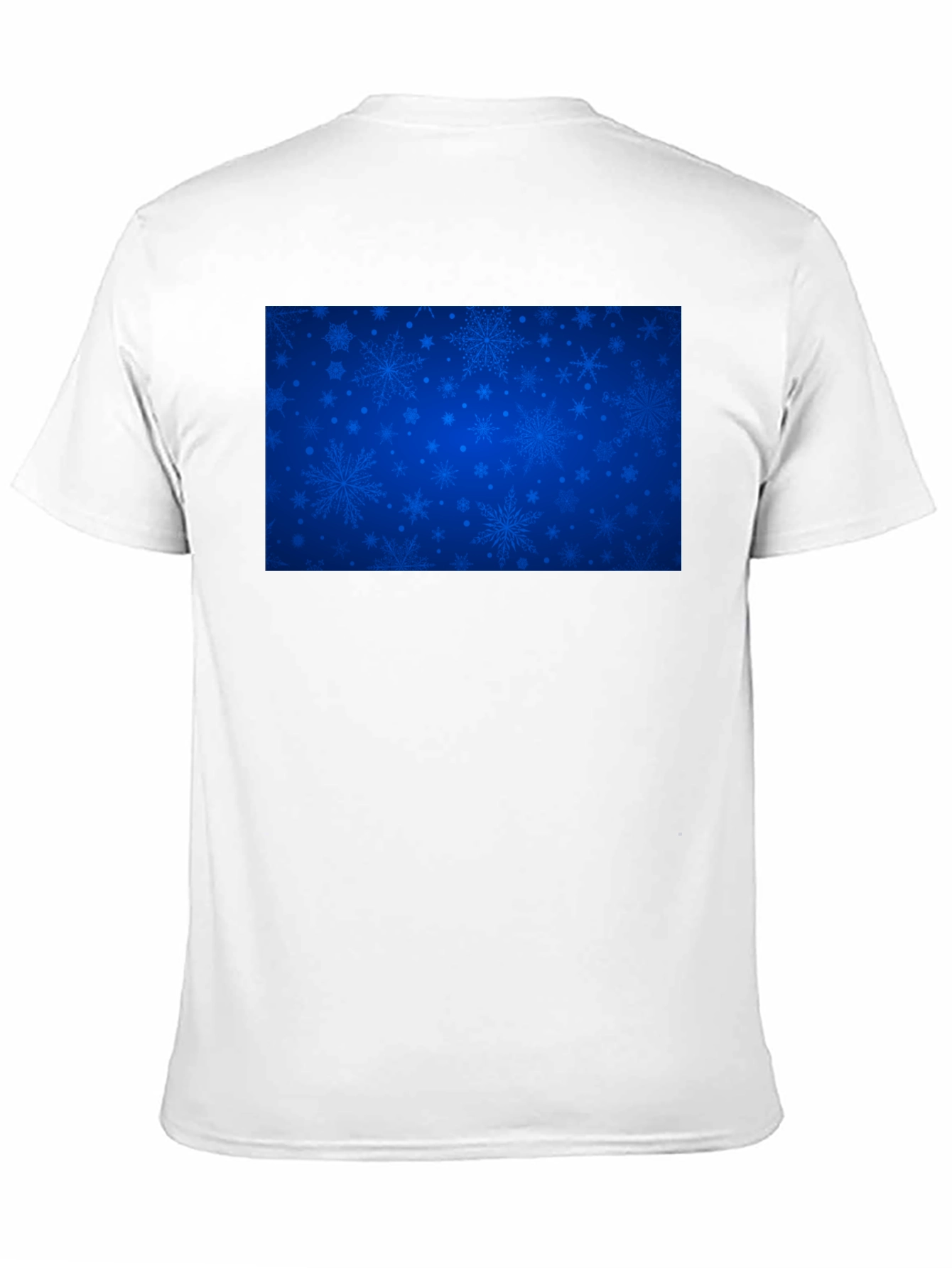Blue Snowflake Pattern Black T-Shirt
