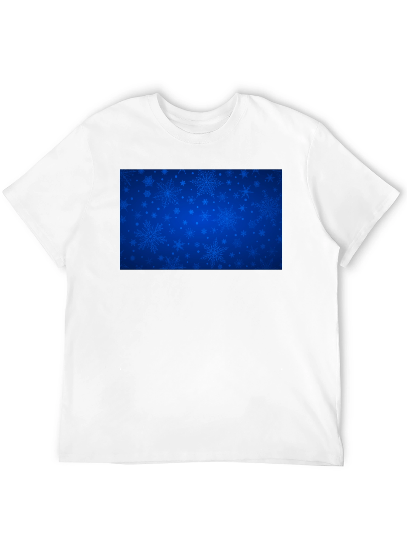 Blue Snowflake Pattern Black T-Shirt