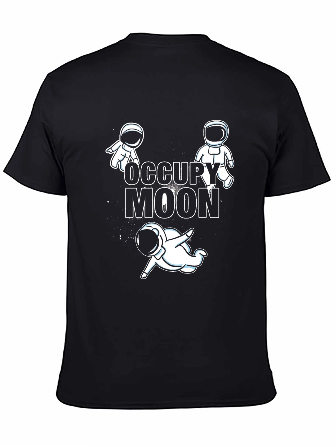 Occupy Moon Graphic Tee - Black Cotton Astronaut T-Shirt