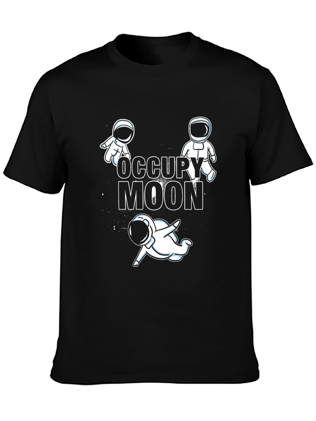 Occupy Moon Graphic Tee - Black Cotton Astronaut T-Shirt