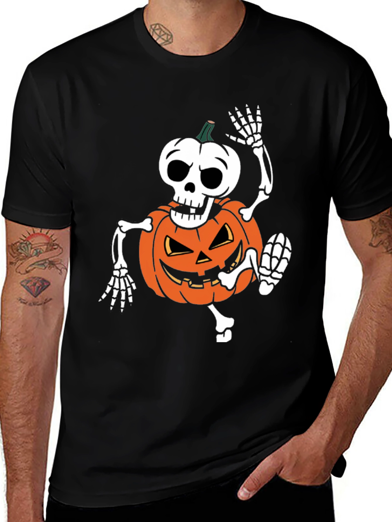 Halloween Skeleton Pumpkin T-Shirt - Spooky Season Apparel
