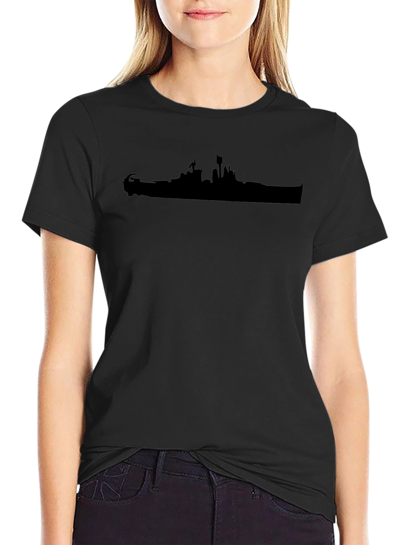 Black T-Shirt with Castle Silhouette
