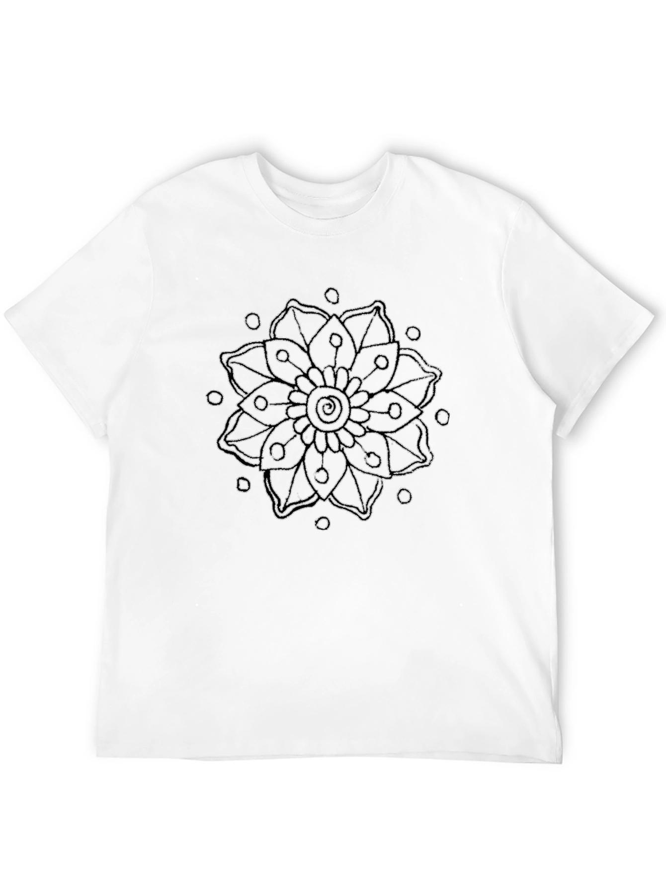 Black T-Shirt with Mandala-Style Design