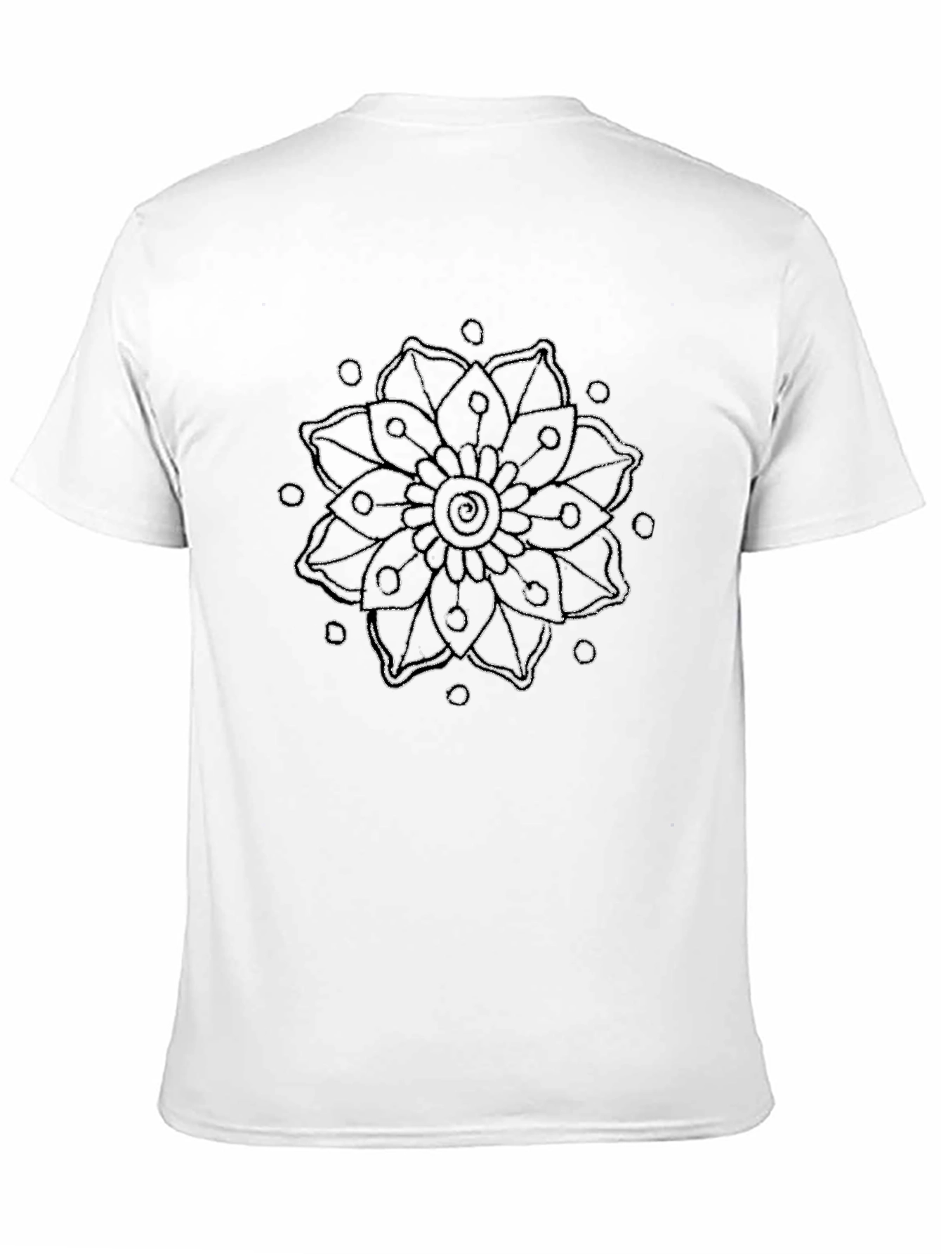 Black T-Shirt with Mandala-Style Design