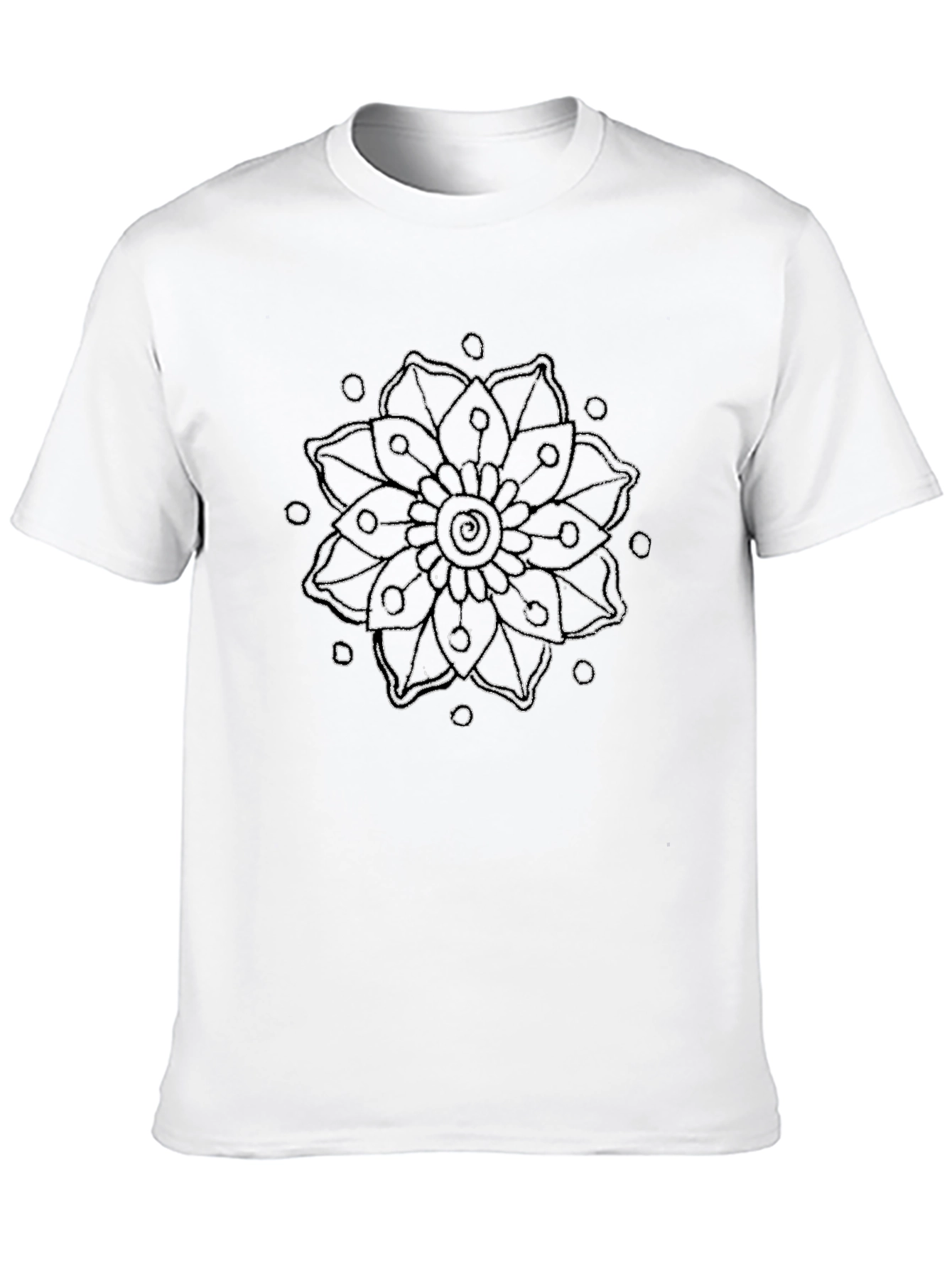 Black T-Shirt with Mandala-Style Design