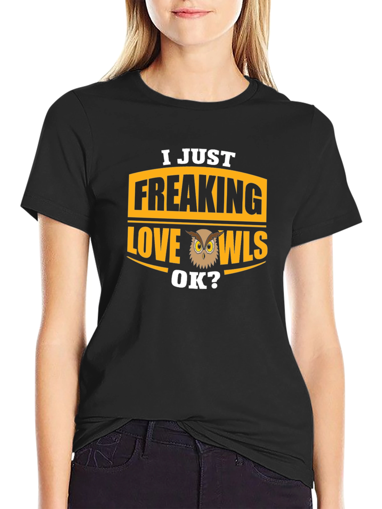 I Just Freaking Love Owls T-Shirt - Black