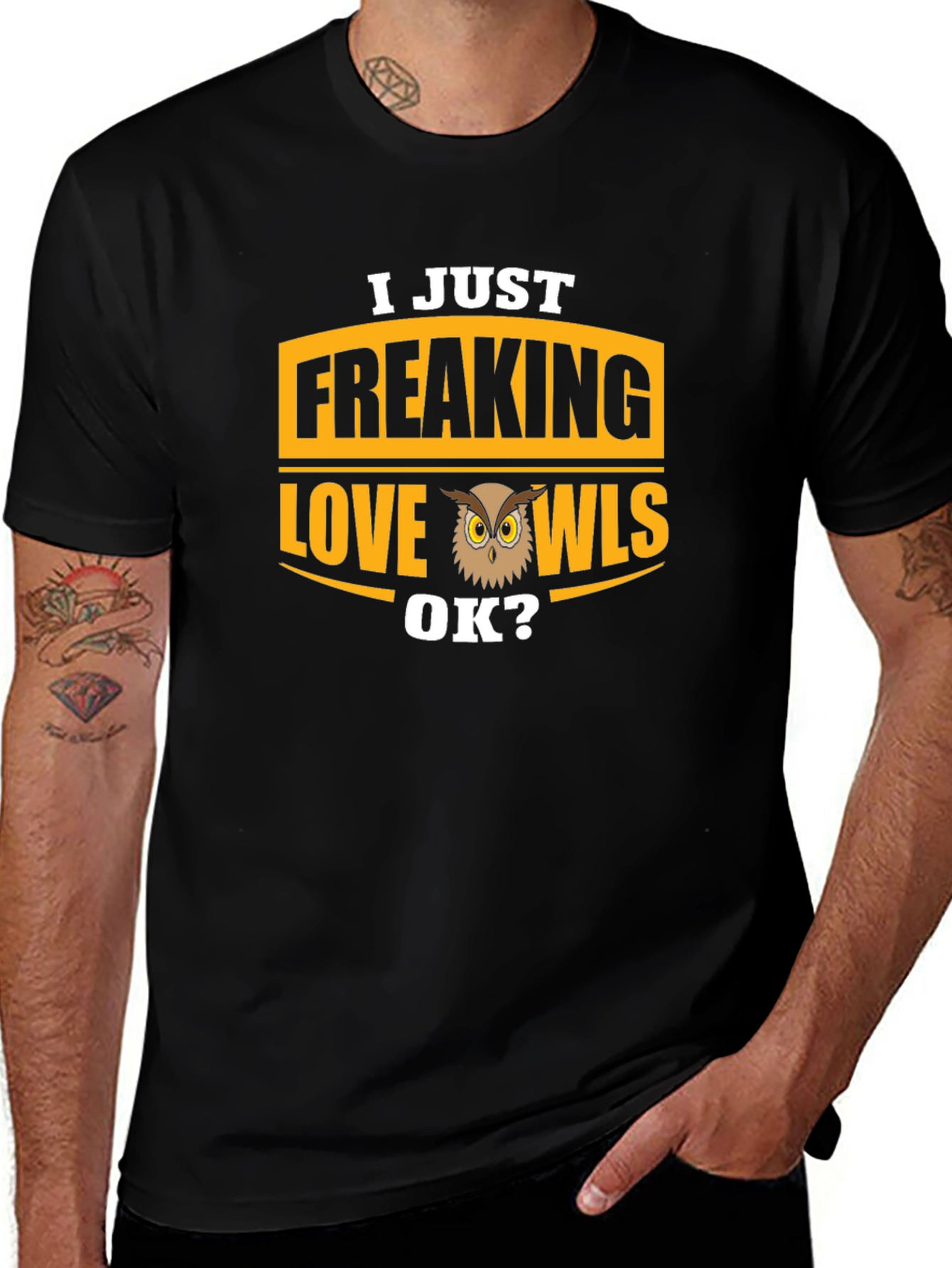 I Just Freaking Love Owls T-Shirt - Black